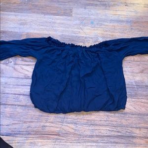 hollister navy blue off the shoulder top